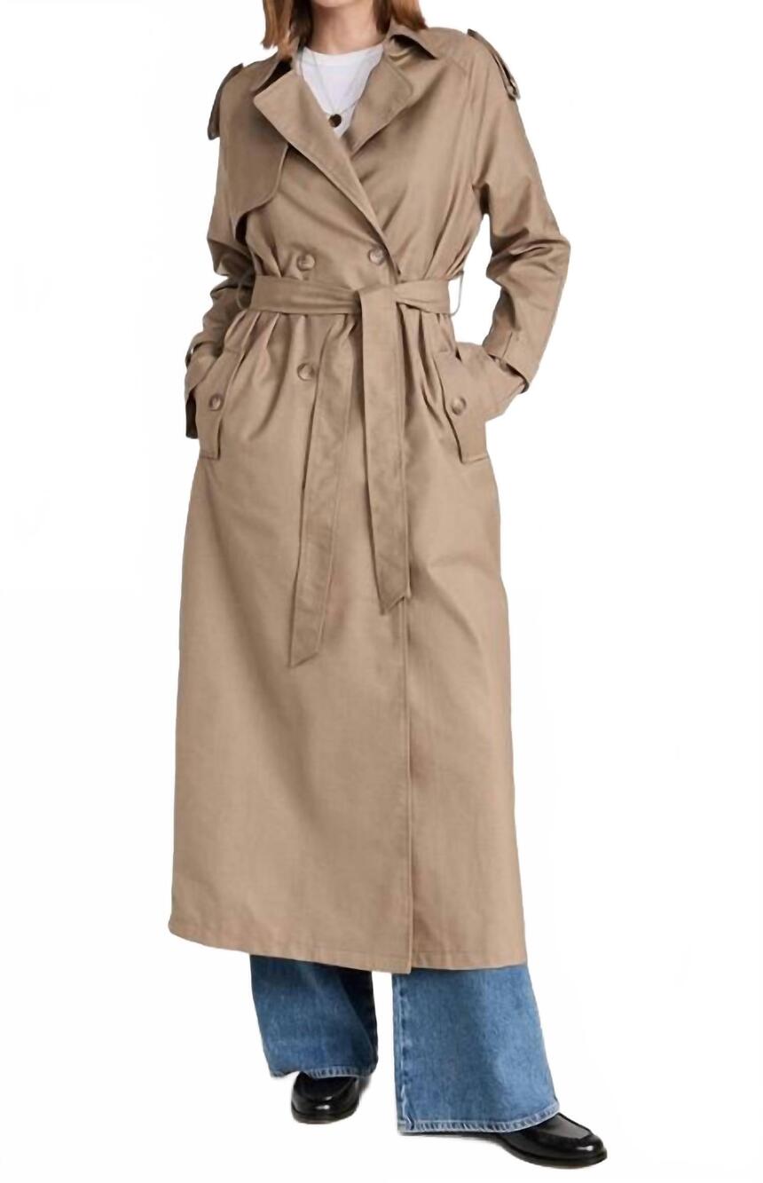 NEW LIONESS full length trench coat in tan